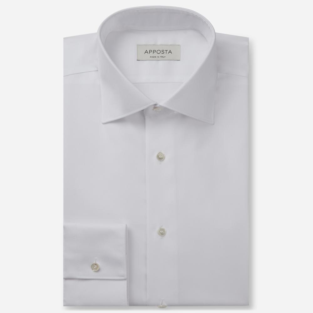 Shirt  solid  white cotton poplin double twisted supima cotton, collar style  semi-spread collar
