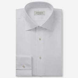 Shirt  solid  white cotton poplin double twisted supima cotton, collar style  semi-spread collar - Image 1