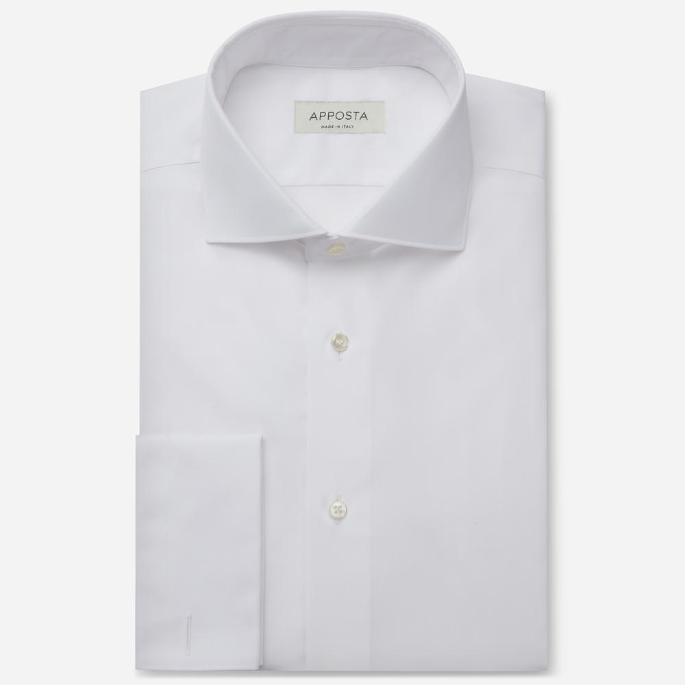 Shirt  solid  white cotton twill triple twisted giza 45, collar style  spread collar, cuff  french cuff (cufflinks)