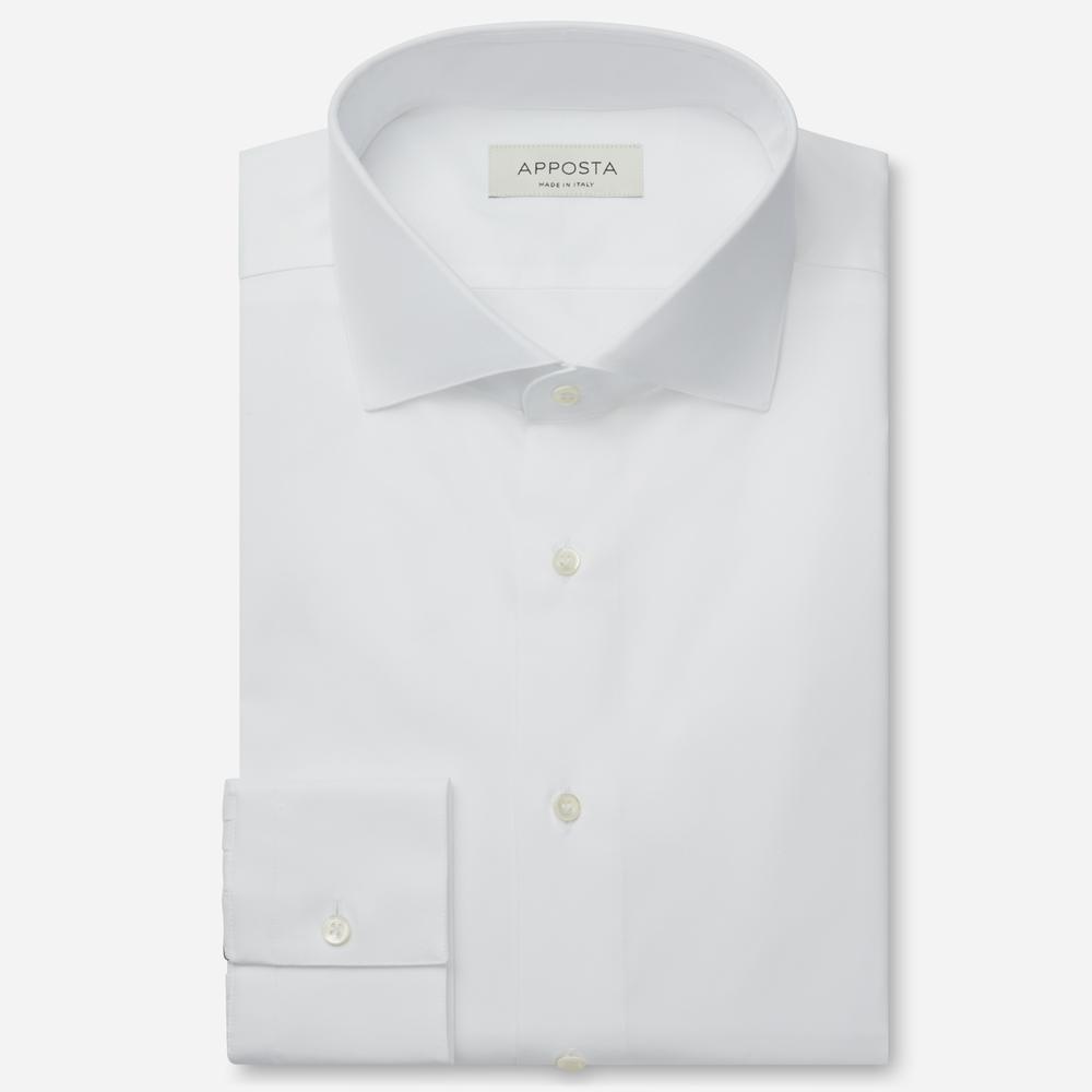 Shirt  solid  white cotton poplin double twisted sea island cotton, collar style  lower spread collar - Product image