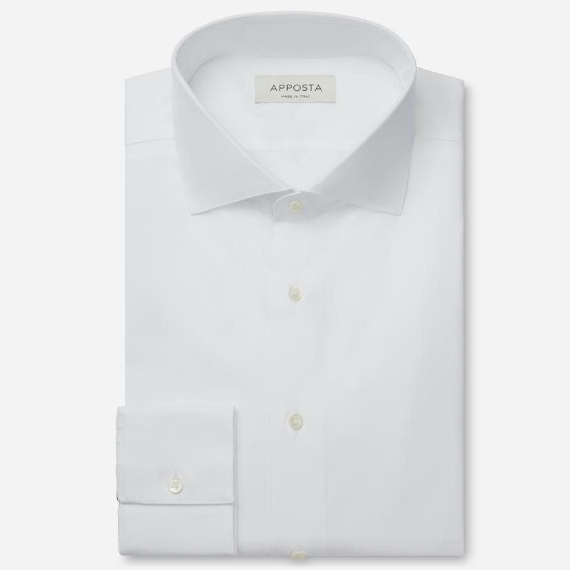 Shirt  solid  white cotton poplin double twisted sea island cotton, collar style  lower spread collar - Product image
