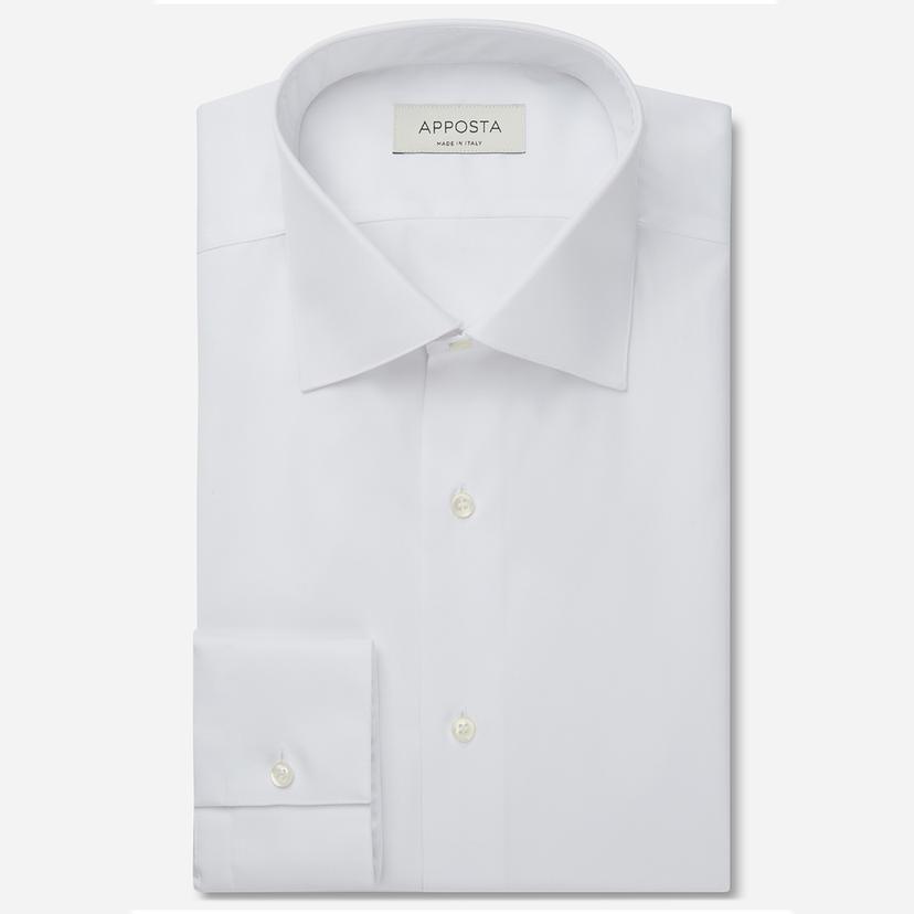 Shirt  solid  white cotton twill double twisted, collar style  semi-spread collar - Product image