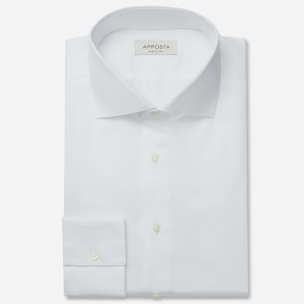 Shirt  solid  white stretch cotton twill double twisted supima cotton, collar style  lower spread collar