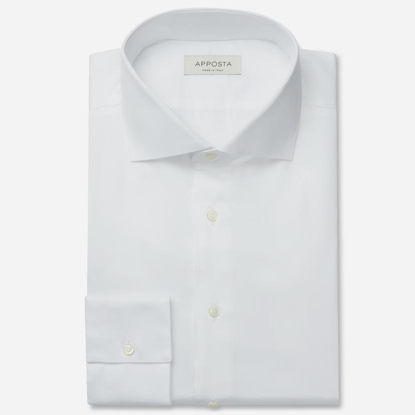 Shirt  solid  white stretch cotton twill double twisted supima cotton, collar style  lower spread collar - Product image