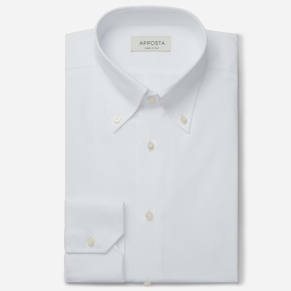 Shirt  solid  white cotton poplin double twisted, collar style  button-down collar