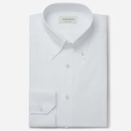 Shirt  solid  white cotton poplin double twisted, collar style  button-down collar - Image 1