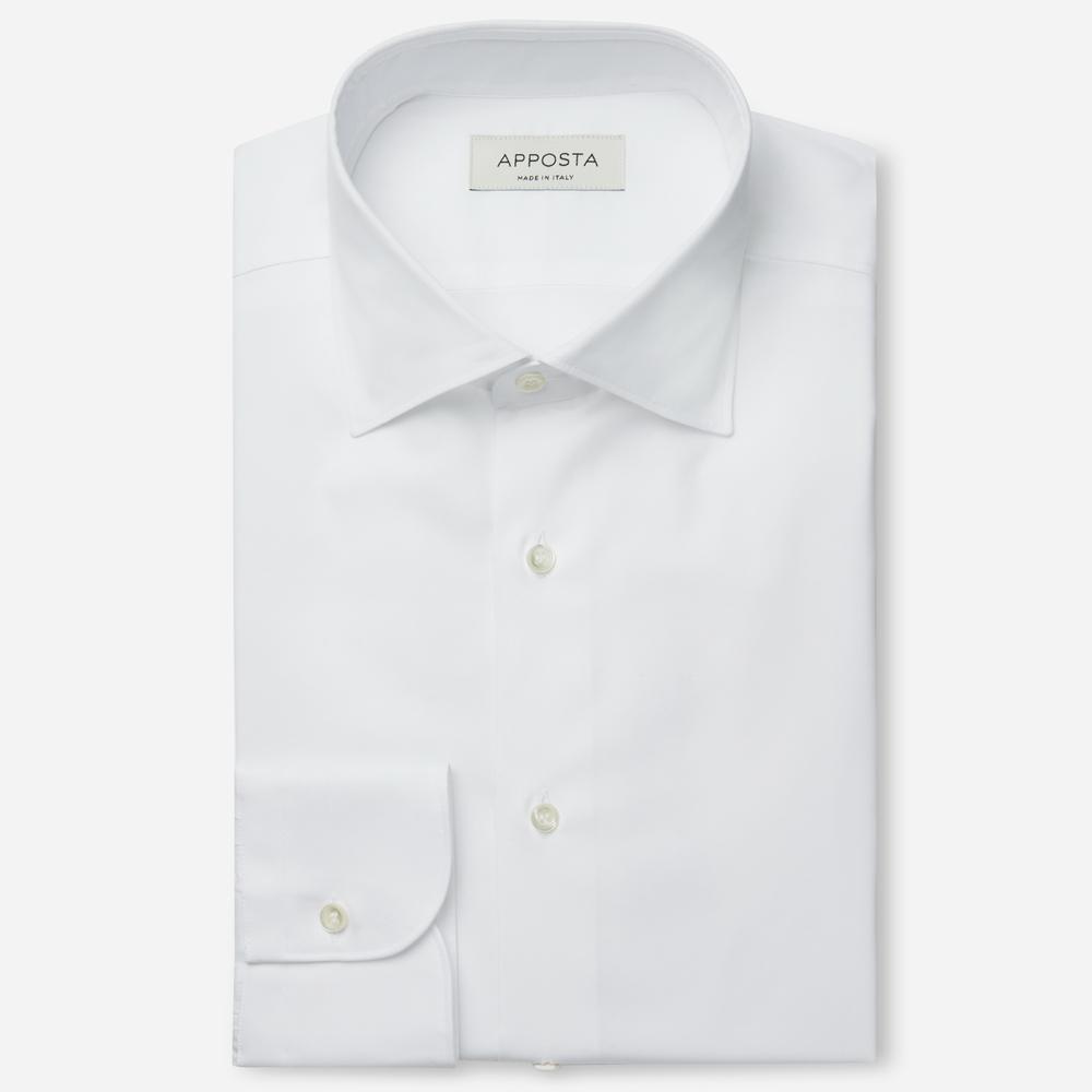 Shirt  solid  white cotton poplin giza 87, collar style  semi-spread collar