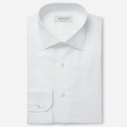 Shirt  solid  white cotton poplin giza 87, collar style  semi-spread collar - Image 1