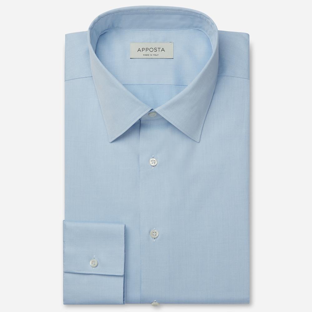 Shirt  solid  light blue cotton pinpoint oxford double twisted, collar style  low straight point collar