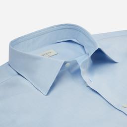 Shirt  solid  light blue cotton pinpoint oxford double twisted, collar style  low straight point collar - Image 2