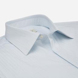 Shirt  hairline stripe  navy blue cotton plain, collar style  low straight point collar - Image 2