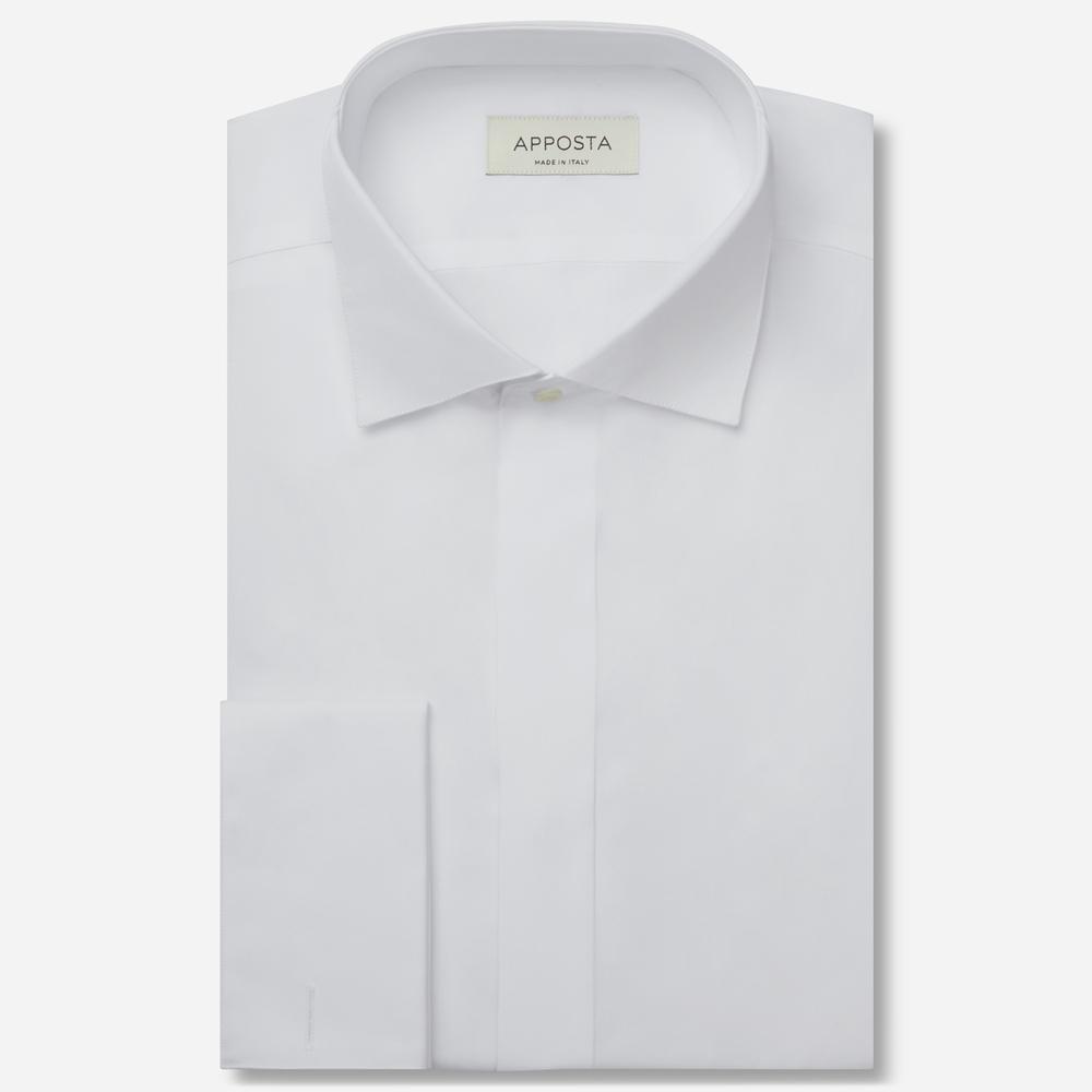 Shirt  solid  white cotton twill double twisted, collar style  wing collar with funcional loop, cuff  french cuff (cufflinks)