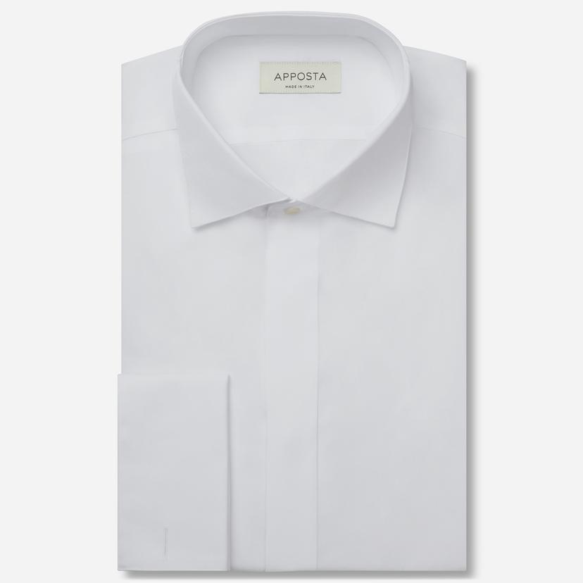Shirt  solid  white cotton twill double twisted, collar style  wing collar with funcional loop, cuff  french cuff (cufflinks) - Product image