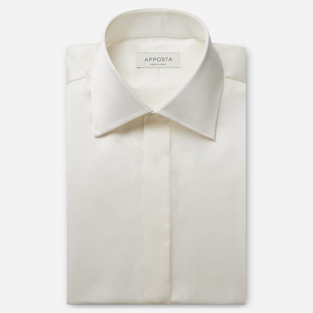 Shirt  solid  ivory silk poplin, collar style  formal straight point collar, cuff  french cuff (cufflinks)