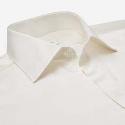 Shirt  solid  ivory silk poplin, collar style  formal straight point collar, cuff  french cuff (cufflinks) - Image 2