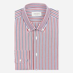 Shirt  striped  red cotton plain, collar style  small button-down collar - Image 1
