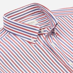 Shirt  striped  red cotton plain, collar style  small button-down collar - Image 2