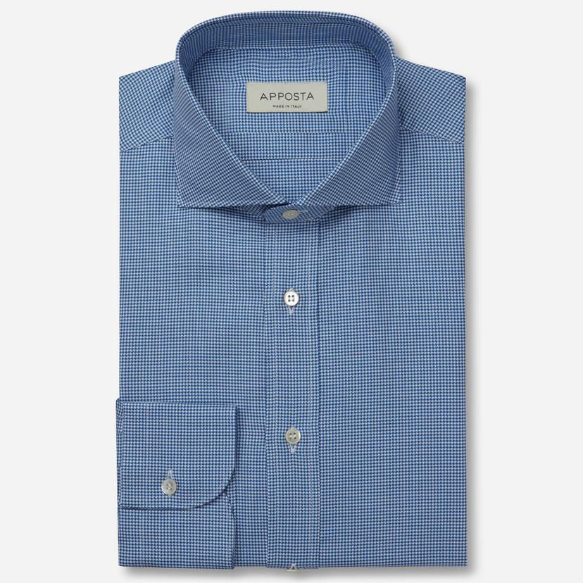 Shirt  houndstooth check  light blue cotton oxford double twisted, collar style  semi-spread collar - Product image