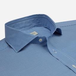 Shirt  houndstooth check  light blue cotton oxford double twisted, collar style  semi-spread collar - Image 2
