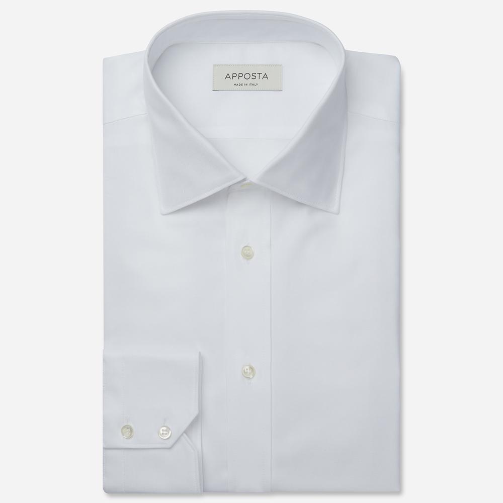 Shirt  solid  white cotton pinpoint oxford double twisted, collar style  semi-spread collar
