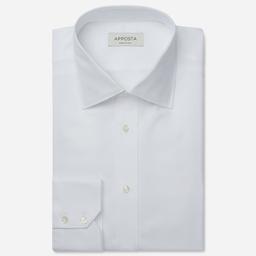 Shirt  solid  white cotton pinpoint oxford double twisted, collar style  semi-spread collar - Image 1