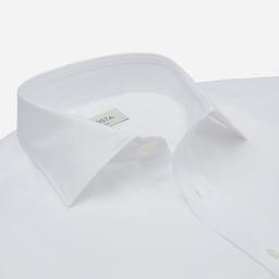Shirt  solid  white cotton pinpoint oxford double twisted, collar style  semi-spread collar - Image 2
