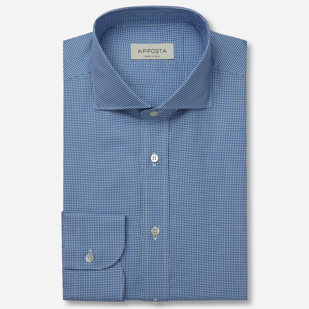 Shirt  houndstooth check  light blue cotton oxford double twisted, collar style  lower spread collar - Product image