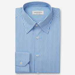 Shirt  striped  light blue cotton plain, collar style  hidden button down collar - Image 1