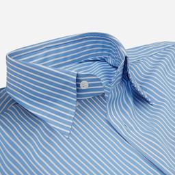 Shirt  striped  light blue cotton plain, collar style  hidden button down collar - Image 2