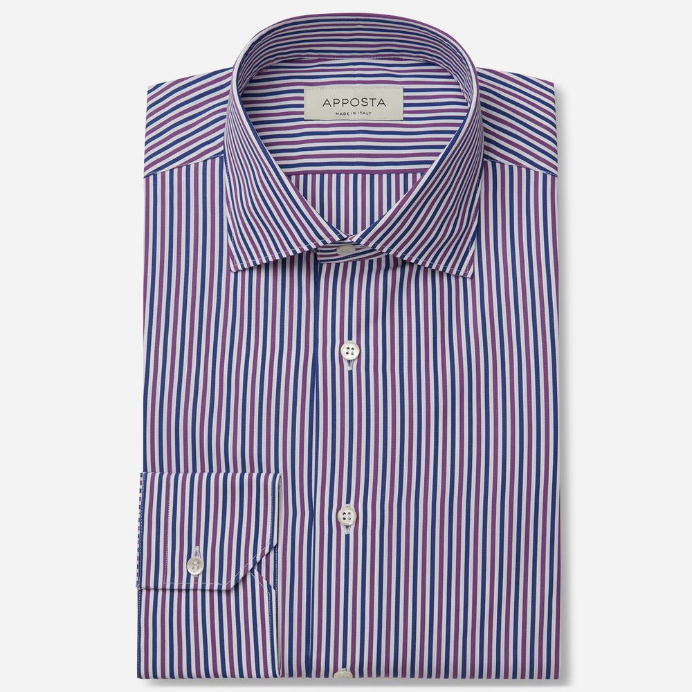 Shirt  striped  multi cotton poplin double twisted, collar style  semi-spread collar