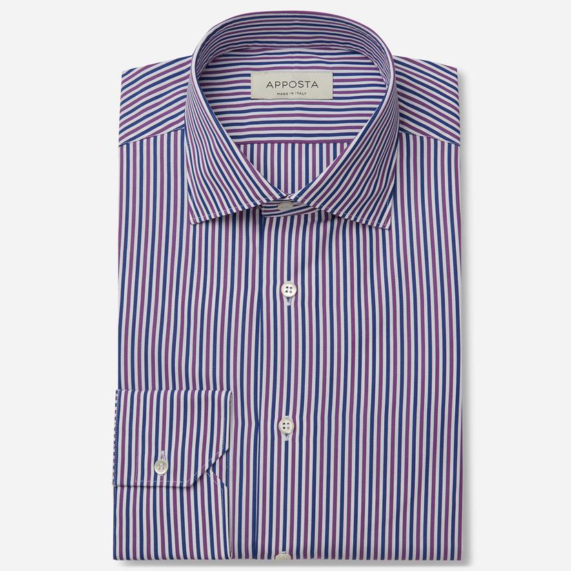 Shirt  striped  multi cotton poplin double twisted, collar style  semi-spread collar - Product image