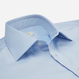 Shirt  solid  light blue easy-iron cotton twill, collar style  formal straight point collar - Image 2