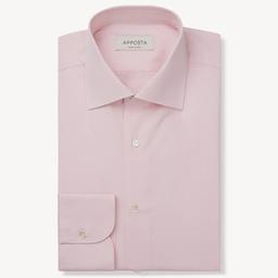 Shirt  solid  pink cotton poplin double twisted, collar style  semi-spread collar - Image 1