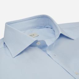 Shirt  small check  light blue cotton plain, collar style  semi-spread collar, cuff  french cuff (cufflinks) - Image 2