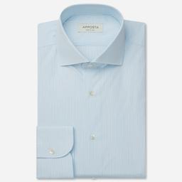 Shirt  striped  light blue cotton fil-&#224;-fil, collar style  lower spread collar - Image 1