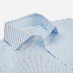 Shirt  striped  light blue cotton fil-&#224;-fil, collar style  lower spread collar - Image 2