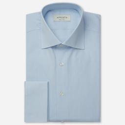 Shirt  small check  light blue cotton poplin double twisted, collar style  spread collar - Image 1