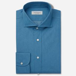Shirt  solid  light blue cotton denim, collar style  lower spread collar - Image 1