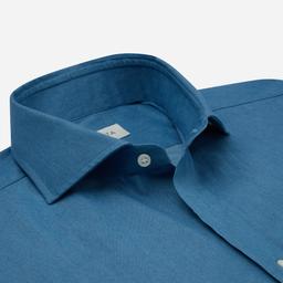 Shirt  solid  light blue cotton denim, collar style  lower spread collar - Image 2