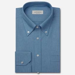 Shirt  solid  light blue cotton denim, collar style  button-down collar - Image 1
