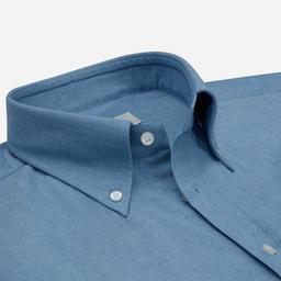 Shirt  solid  light blue cotton denim, collar style  button-down collar - Image 2