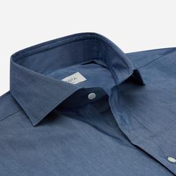 Shirt  solid  navy blue cotton denim, collar style  lower spread collar - Image 2