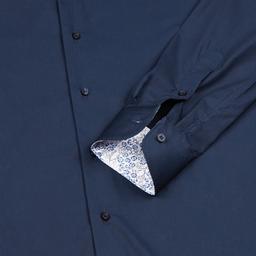 Shirt  solid  navy blue cotton poplin, collar style  lower spread collar - Image 2