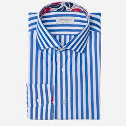 Shirt  striped  light blue cotton plain, collar style  semi-spread collar - Image 1