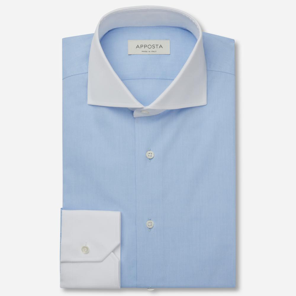 Shirt  solid  light blue cotton poplin double twisted giza 45, collar style  lower spread collar - Product image