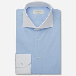 Shirt  solid  light blue cotton poplin double twisted giza 45, collar style  lower spread collar - Image 1