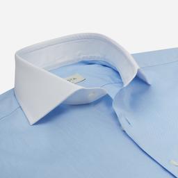 Shirt  solid  light blue cotton poplin double twisted giza 45, collar style  lower spread collar - Image 2