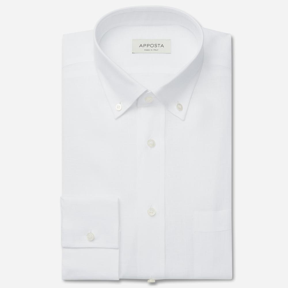 Shirt  solid  white linen plain, collar style  small button-down collar - Product image
