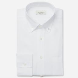 Shirt  solid  white linen plain, collar style  small button-down collar - Image 1