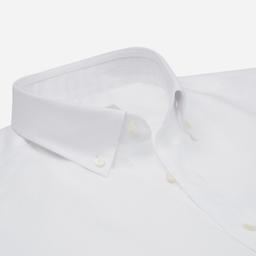 Shirt  solid  white linen plain, collar style  small button-down collar - Image 2
